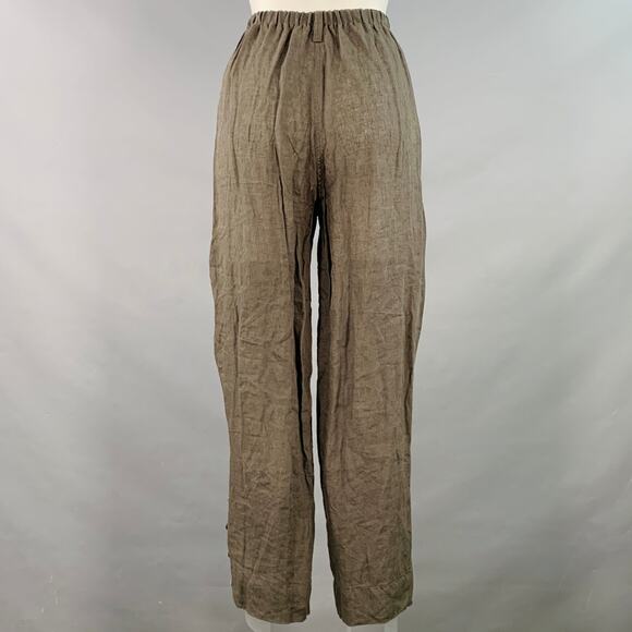 MILLER et BERTAUX Size S Grey Linen Wrinkled Elastic Waistband Casual Pants - Picture 3 of 5